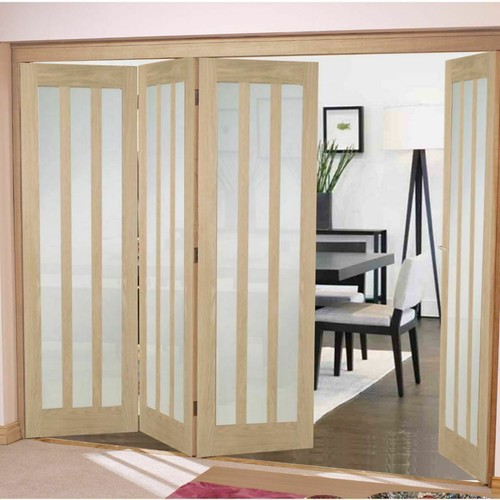 Oak bifold doors - bifold, internal
